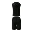 thumbnail image 3 of Qiylii Men's Shorts Set Solid Color Sleeveless Hooded Tank Tops + Drawstring High Waist Stretch Shorts, 3 of 8