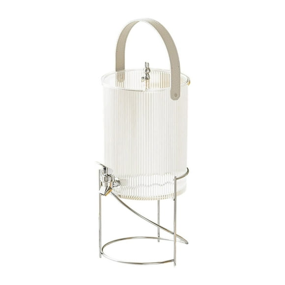 Dispensador de bebidas heladas, cubo de tetera de frutas, dispensador de bebidas de agua con soporte y tapa para fiesta, bebida, leche, té helado con rejilla