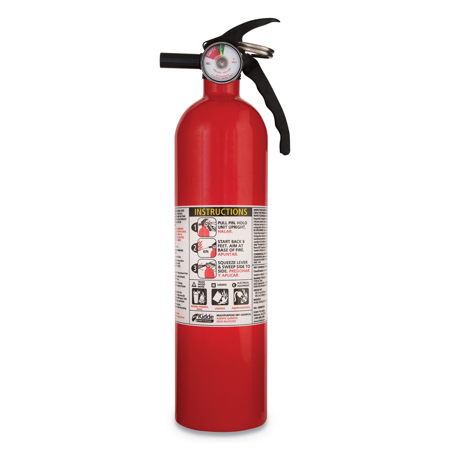 Full Home Fire Extinguisher, 2.5Lb, 1-A, 10-B:C