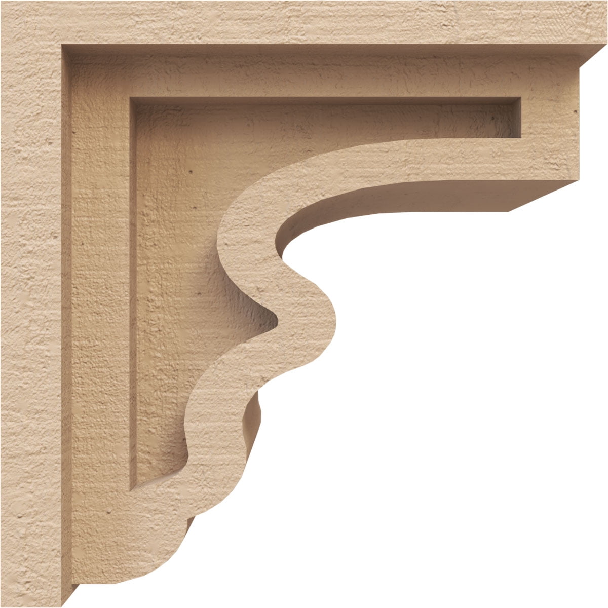 5"W x 5"D x 5"H Wide Highland Rough Cedar Woodgrain TimberThane Corbel, Primed Tan