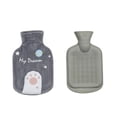 thumbnail image 2 of Botella de agua caliente de goma con forma de gato y funda de felpa, calentador de manos, pies y vientre para niños, 2 of 5