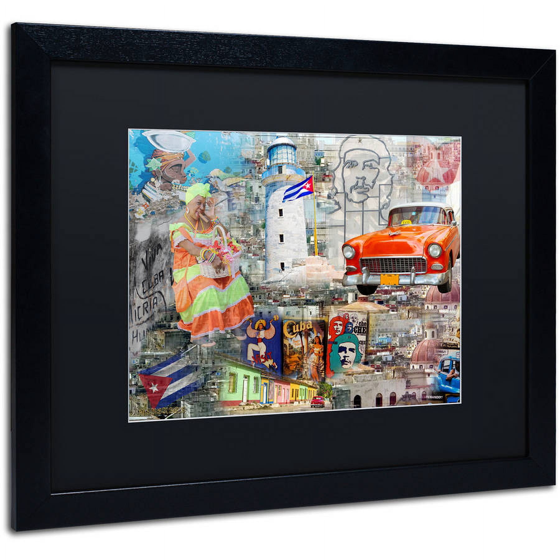 Trademark Fine Art "Red Taxi" Canvas Art by Alberto Lopez, Black Matte, Black Frame