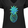 thumbnail image 4 of Inktastic Blue and Green Pineapple Women's Plus Size V-Neck T-Shirt, 4 of 5