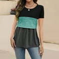 thumbnail image 4 of Youmylove Maternity Summer Short Sleeve V Neck Color Block Tops T Shirt For Breastfeeding Womens Nursing Tshirts Soft Cozy Blouse, 4 of 7