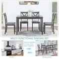thumbnail image 3 of GZXS 5-Piece Dining Table Set, Solid Wood Rectangular Table with 4 Upholstered Chairs & X-Shaped Backrest, Gray, Easy Assembly for Small Space, 3 of 9