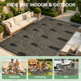 thumbnail image 6 of LUOVEN Reversible 9x12 Outdoor Waterproof Rug Plastic Straw Patio Carpet for RV, Camping, Beach, Deck, Porch, Black, 6 of 8