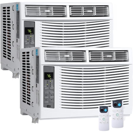 2 Pack 6000 BTU Window Air Conditioner with WiFi Quiet 50 dB AC Unit Cools Rooms Up to 250 Sq.Ft App & Remote Control Multiple Cooling & Fan Modes Washable Filter for Bedroom Office Dorm