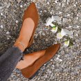 thumbnail image 2 of Ladies Pointed Toe Ballet Flats Retro Suede Upper Slip On Lightweight Barefoot Shoes Comfortable Non Slip Walking Footwear, 2 of 4