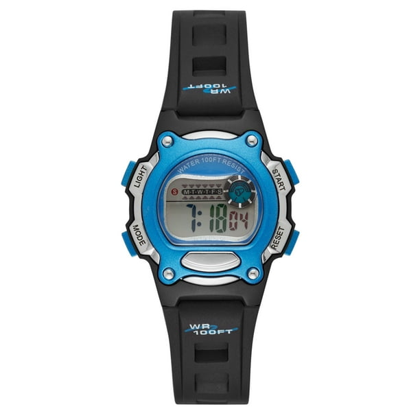 Women's Digital Sport Watch with Blue Accents