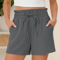 thumbnail image 2 of Sevevn Women's High Waist Paperbag Shorts Elastic Waist Drawstring Loose Fit Casual Shorts with Pockets Gray M, 2 of 7