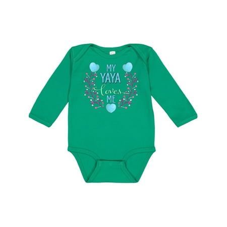 

Inktastic My Yaya Loves Me with Hearts and Flowers Gift Baby Boy or Baby Girl Long Sleeve Bodysuit