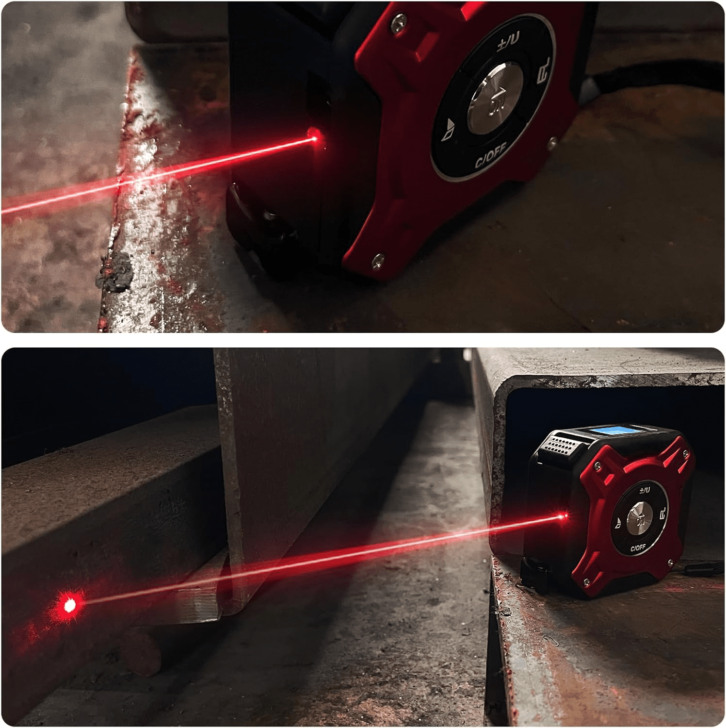 5 in 1 Laser Tape Measure with Level | 196ft/60M Laser Distance Meter Display On Backlit LCD Screen with 16ft/5m AutoLock Measuring Tape | Ft/Inch/Fractions/M/mm (Red 2in1 Laser)