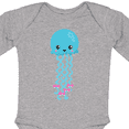 thumbnail image 4 of Inktastic Blue Jellyfish, Cute Jellyfish With Pink Ribbons Girls Long Sleeve Baby Bodysuit, 4 of 5