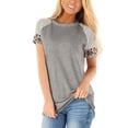 thumbnail image 2 of Camiseta de mujer Vogacara con estampado de rayas manga corta cuello redondo gris L, 2 of 7