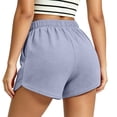 thumbnail image 4 of WAGUTH Women's Waffle Knit Shorts Elastic High Waist Drawstring Wide Leg Shorts Casual Summer Soft Lightweight Sweat Shorts with Pockets,Gray,3XL, 4 of 6