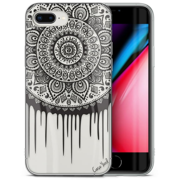 Case Yard iPhone-8-Plus Case Clear Soft & Flexible TPU Ultra Low Profile Slim Fit Thin Shockproof Transparent Bumper Protective Cover Drop Protective Cell Phone Cases (Dripping Mandala)