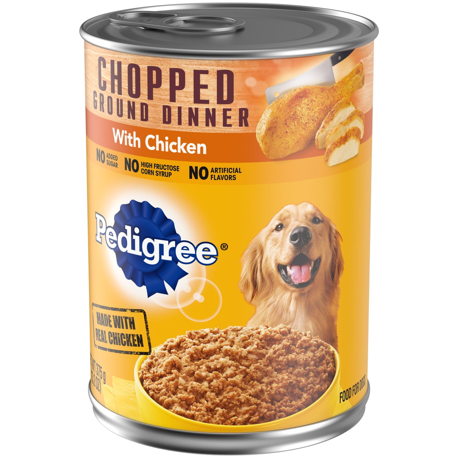 (12 CT) PEDIGREE CHOPPED GROUND DINNER Adult Canned Soft Wet Dog Food with Chicken, 13.2 oz. Cans