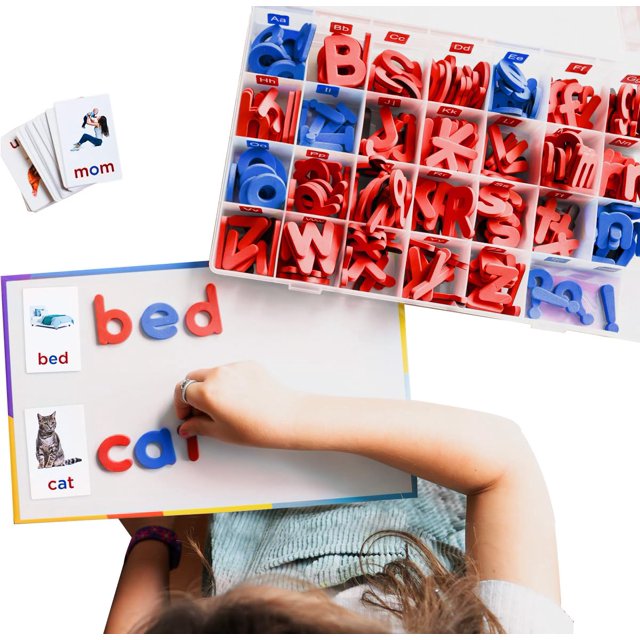 Magnetic Foam Letters for Kids - Classroom Alphabet Letters Kit 284 Pcs with CVC Cards - Montessori ABC Board Magnets