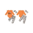 thumbnail image 3 of Aojekbee Baby Girl Halloween Outfit, Letter Long Sleeve Romper Flower Elastic Waist Pants Headband for Fall, 3 of 10