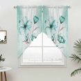 thumbnail image 5 of Turquoise Flowers Kitchen Window Curtains, Swag Curtains Valance for Bedroom Living Room Bathroom, Farmhouse Gradient Floral Plants Rod Pocket Window Treatment Curtain Block Drapes 2 Panels 36"x63", 5 of 9