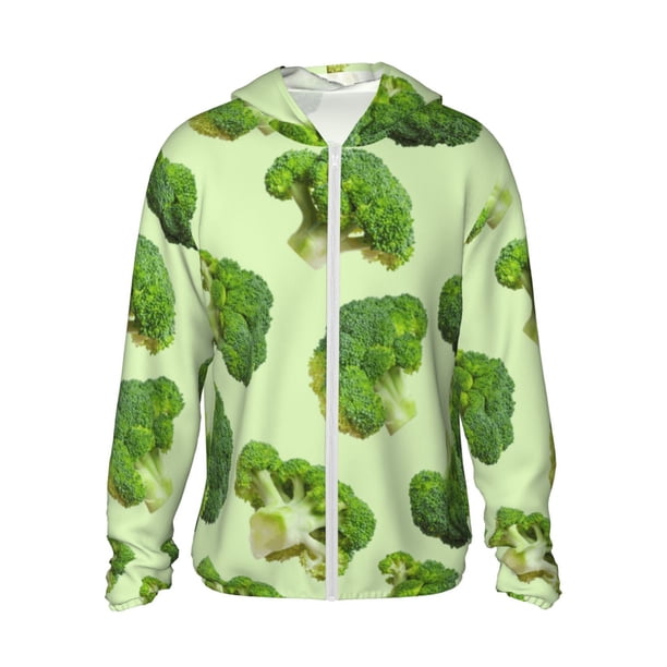 Balery Broccoli 3 Sudadera ligera de manga larga con capucha y protección solar UPF 50+ para hombre y mujer, ideal para pesca y running-X-Large
