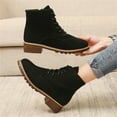 thumbnail image 4 of B91xZ Bottines à Talon Bas pour Femmes Bout Rond Bottes de Combat Lacets Compensés Moto, Noir 7, 4 of 5
