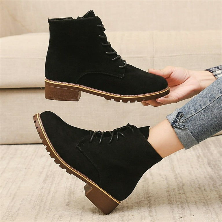 Black booties top tan heel