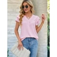 thumbnail image 4 of Mawalde Womens Dressy Casual Shirts Short Sleeve V Neck Work Blouse Business Casual Summer Tops 2025 Light Pink L, 4 of 5