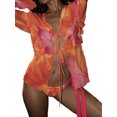 thumbnail image 3 of VISgogo - Cárdigan para mujer, manga larga con estampado de teñido anudado y ribete de hongo con parte delantera abierta para damas jóvenes VISgogo  moda, 3 of 7