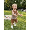 thumbnail image 3 of Argulvti Toddler Boy Summer Clothes Contrast Color Stripe Sleeveless Tank Tops and Shorts 2 Piece Set, 3 of 8