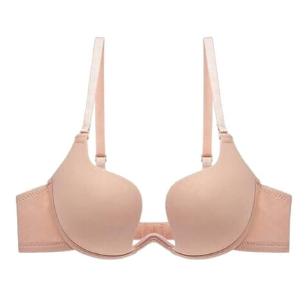 Gnurob Push Up Bralette for Womens One Smooth U Bras Seamless Wireless Bralettes Sexy Beauty Back Smoothing Bra Comfort Padded T Shirt Brassiere Clearance Saving Beige XX-Large