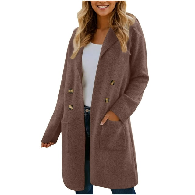 WRKEKC Women's Oversized Shacket Jacket Fleece Lined Zip Front Utility Pockets Workwear Cardigan