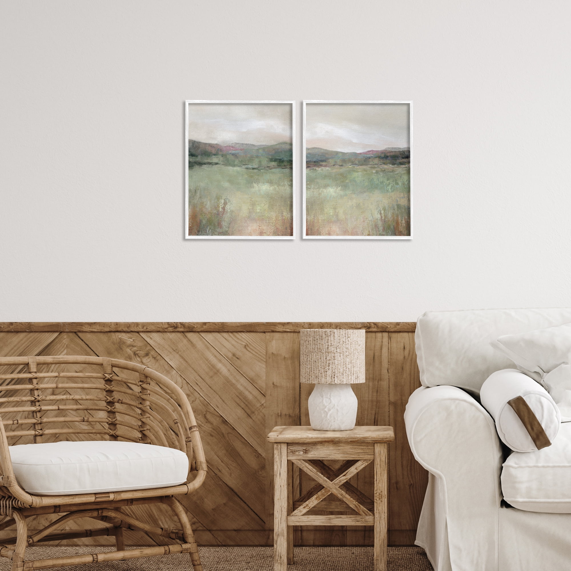 Stupell Industries Muted Glimpse of Spring 2 Piece White Framed Giclee Art Set, design by Carol Robinson
