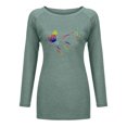 thumbnail image 4 of Camiseta de manga larga informal suelta con cuello redondo y estampado de color liso para mujer Fridja  hj1759, 4 of 4