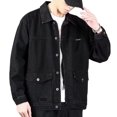 thumbnail image 2 of Joernso Men Denim Jacket Lapel Long Sleeve Jacket Coat with Large Pockets Spring Autumn Button Closure Cargo Outwear, 2 of 8