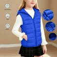 thumbnail image 2 of nerohusy Boys Down Coat - Warm Sleeveless Girls Puffer Vest Lightweight Zip Up Winter Jacket Puffy Outervest with Hood Blue,3 Years, 2 of 9
