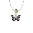 thumbnail image 2 of Delight Jewelry Silvertone Large Purple Butterfly with 6 AB Crystals Mia Monkey Charm Necklace, 2 of 4