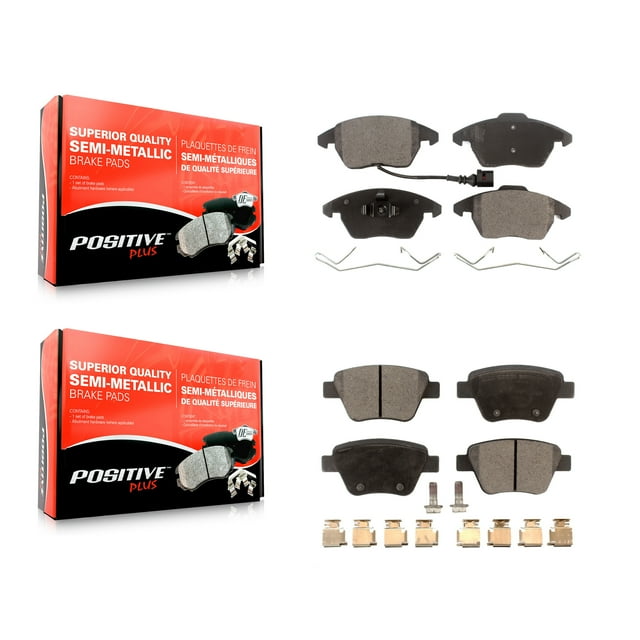 Positive Plus Front Rear Semi-Metallic Brake Pads Kit for Car Volkswagen Jetta Beetle Golf GTI Eos Audi A3 Quattro KPF-100054