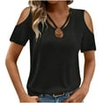 thumbnail image 2 of Vekome Short Sleeve Tops for Women Summer Plus Size Shirts V Neck Casual Tee Shirts Solid Color Pullover Tops Black M, 2 of 8