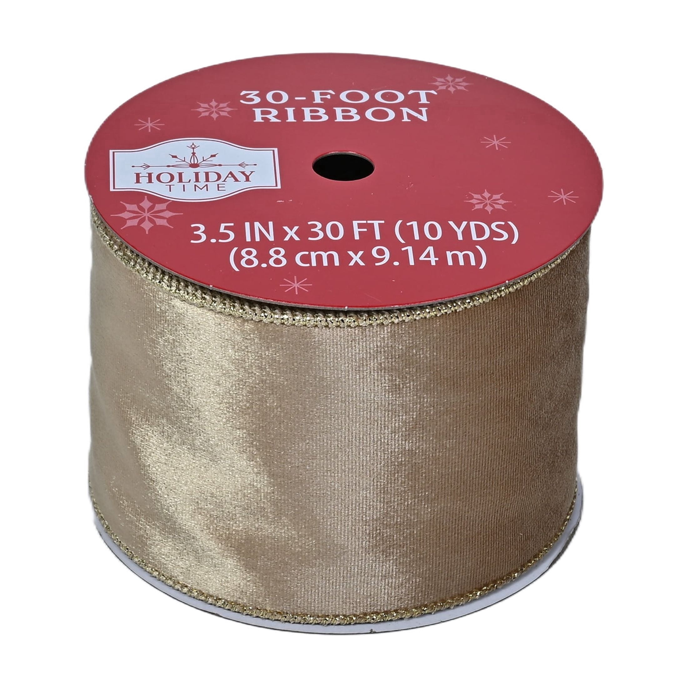 Gold Velvet Christmas Ribbon, 3.5" x 30', by Holiday Time