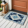 thumbnail image 5 of Vintage Washable Small Entryway Area Rugs 2'x3', Abstract Blue Bohemian Farmhouse Tribal Low Pile Throw Rug Non-Slip Sturdy Edge Binding Carpet for Front Door Floor Room Entry, 5 of 9