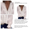 thumbnail image 1 of Camisa De Encaje Para Mujer, Blusa Informal Con Cuello En V, Manga Larga, Ajuste Holgado Para Uso Diario ANGGREK M blanco, 1 of 6
