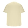 thumbnail image 5 of Mens Shirts Plus Size under $5 Short Sleeved Round Neck Button Solid Color Hem Slit Top Beige XXL, 5 of 6