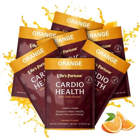 Life's Fortune L-Arginine plus Citrulline Travel Pack, 7 Count, Nitric Oxide Booster, Nitric Oxide Supplement, Orange Flavor