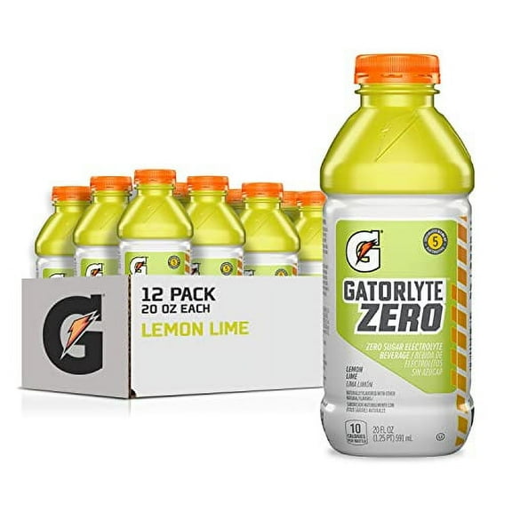 Gatorlyte Zero Electrolyte Beverage, Lemon Lime, Zero Sugar Hydration, Specialized Blend of 5 Electrolytes, No Artificial Sweeteners or Flavors, 20oz Bottles (12 Pack)â€‹