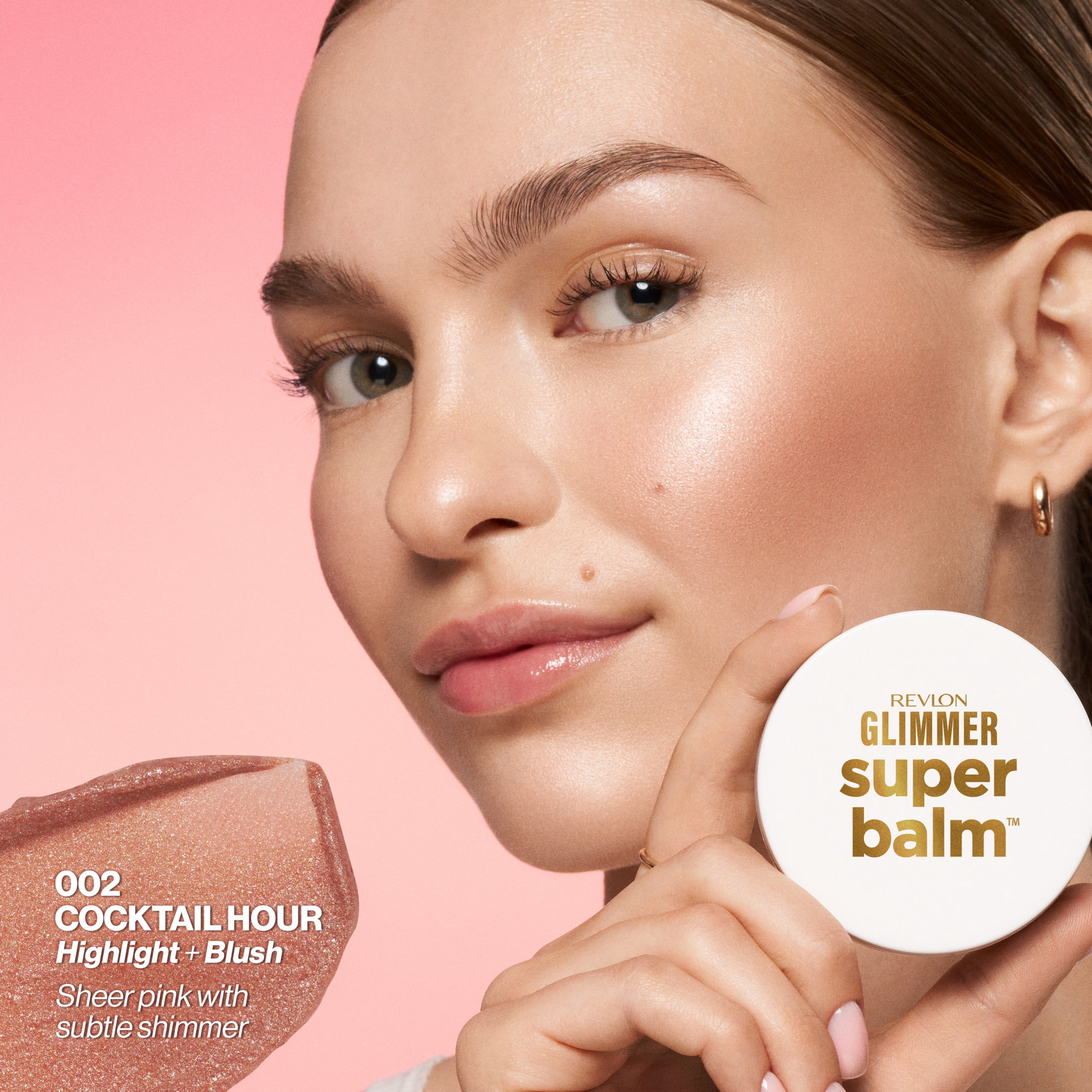 Revlon Glimmer Super Balm, Multi-Use Makeup, Highlighter, Bronzer & Blush, 002 Cocktail Hour, 0.06 oz