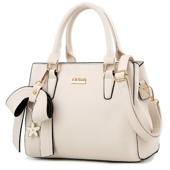 Small Bow with Flower Dangling Purse White