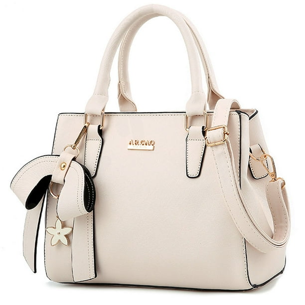 Small Bow with Flower Dangling Purse White