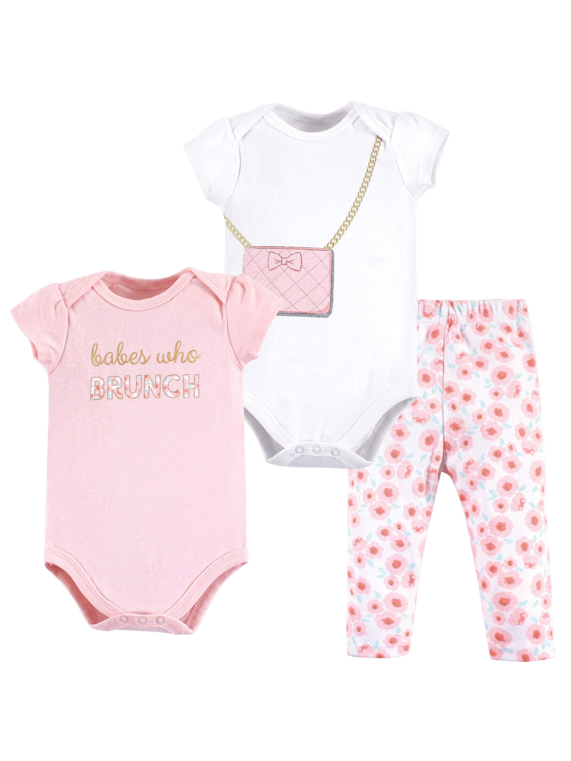 Little Treasures Little Treasure Baby Girl Bodysuits and Pant 3pc Set