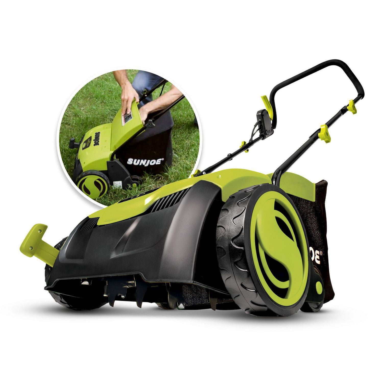 Sun Joe AJ801E Electric Lawn Dethatcher w/ Collection Bag, 13 inch